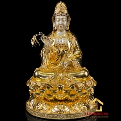 Tượng Phật Quan Âm bằng đồng dát vàng cao 30 – 40 – 48 – 60 cm