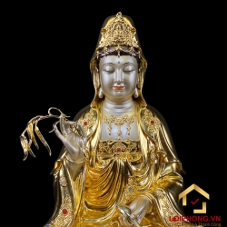 Tượng Phật Quan Âm bằng đồng dát vàng cao 30 – 40 – 48 – 60 cm 2