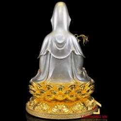 Tượng Phật Quan Âm bằng đồng men cổ dát bạc cao 30 – 40 – 48 – 60 cm 1