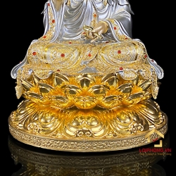 Tượng Phật Quan Âm bằng đồng men cổ dát bạc cao 30 – 40 – 48 – 60 cm 5