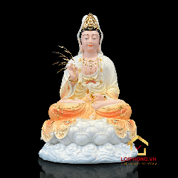 Tượng Phật Quan Âm bằng bột đá sơn phú quý cao 48 cm