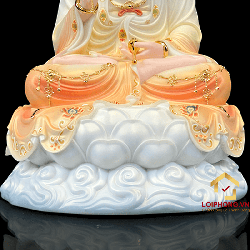 Tượng Phật Quan Âm bằng bột đá sơn phú quý cao 48 cm 2