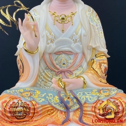 Tượng Phật Quan Âm bằng bột đá sơn phú quý vẽ hoa cao 40-105 cm 4