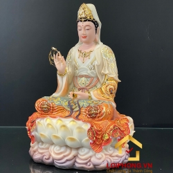 Tượng Phật Quan Âm bằng bột đá sơn phú quý vẽ hoa cao 40-105 cm 5