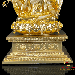 Tượng Phật Quan Âm ngồi đế kim cang bằng đồng dát vàng cao 65-91 cm 6