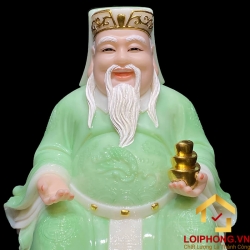 Tượng Thần Tài Thổ Địa trang phục màu xanh ngọc cao từ 20 – 40 cm 3