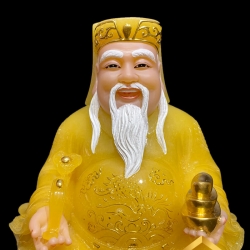 Tượng Thần Tài Thổ Địa trang phục màu vàng bột đá thạch anh cao từ 20 – 40 cm 1