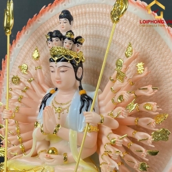 Tượng Phật Thiên Thủ Thiên Nhãn bằng bột đá sơn vàng cao 30 - 40 - 48 cm 2