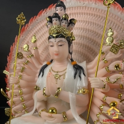 Tượng Phật Thiên Thủ Thiên Nhãn bằng bột đá áo trắng cao 30 - 40 - 48 cm 4