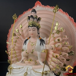 Tượng Phật Thiên Thủ Thiên Nhãn bằng bột đá áo trắng cao 30 - 40 - 48 cm 5