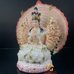 Tượng Phật Thiên Thủ Thiên Nhãn bằng bột đá áo trắng cao 30 - 40 - 48 cm 7