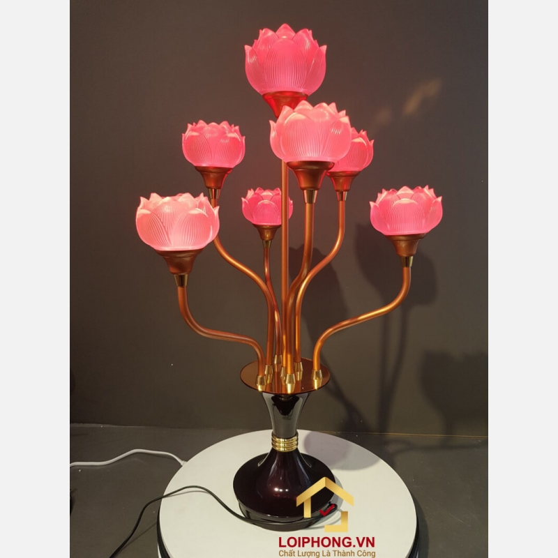 Đèn thờ hoa sen 7 bông bằng lưu ly cao cấp cao 76 cm 3