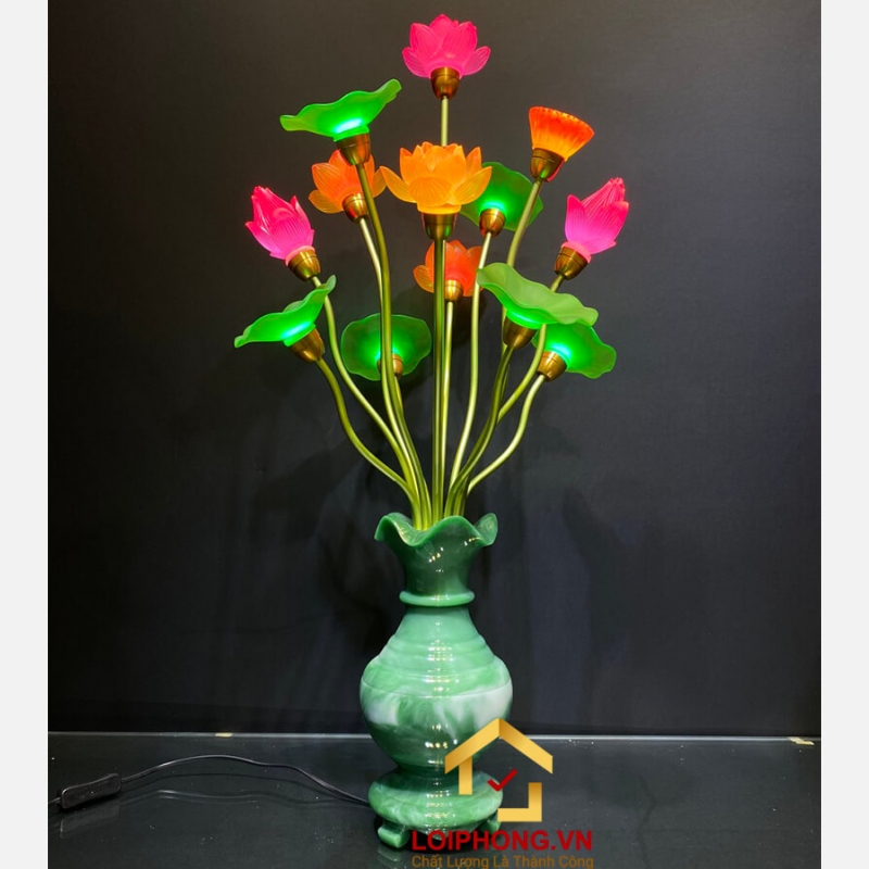 Đèn thờ hoa sen 13 bông bằng lưu ly cao cấp cao 83 cm 3