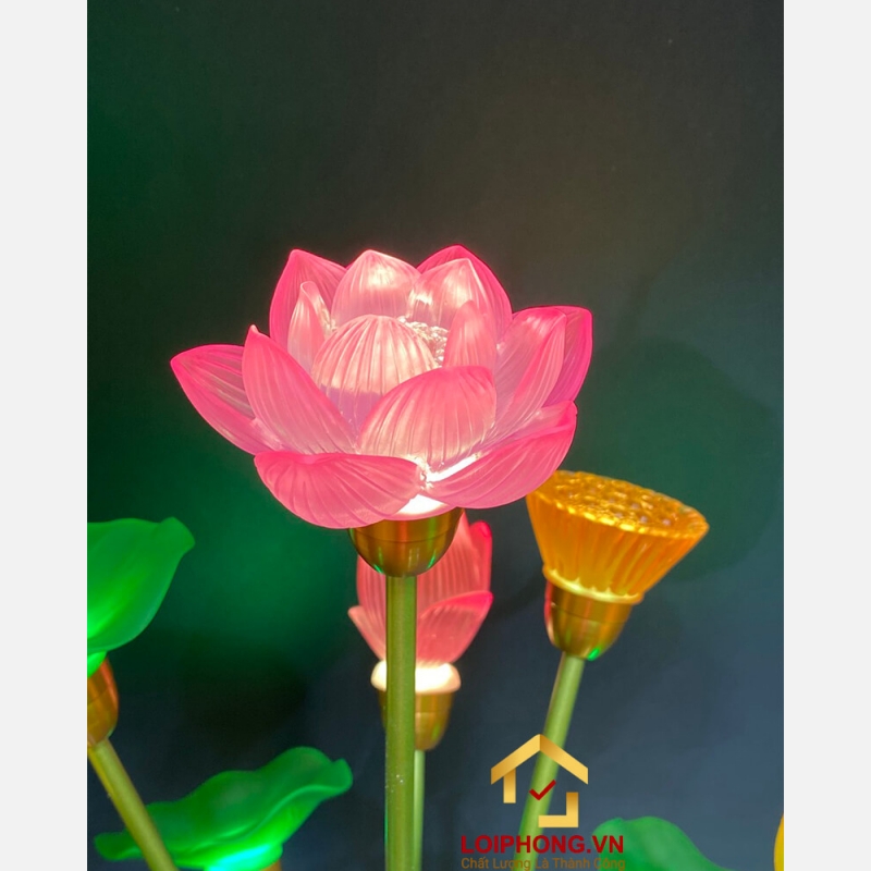 Đèn thờ hoa sen 13 bông bằng lưu ly cao cấp cao 83 cm 7