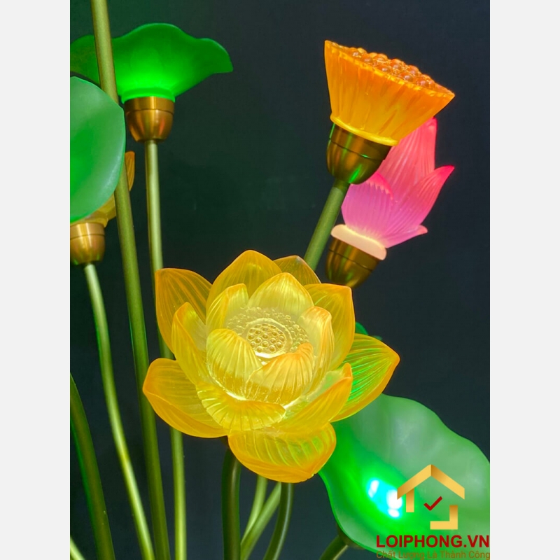 Đèn thờ hoa sen 13 bông bằng lưu ly cao cấp cao 83 cm 8