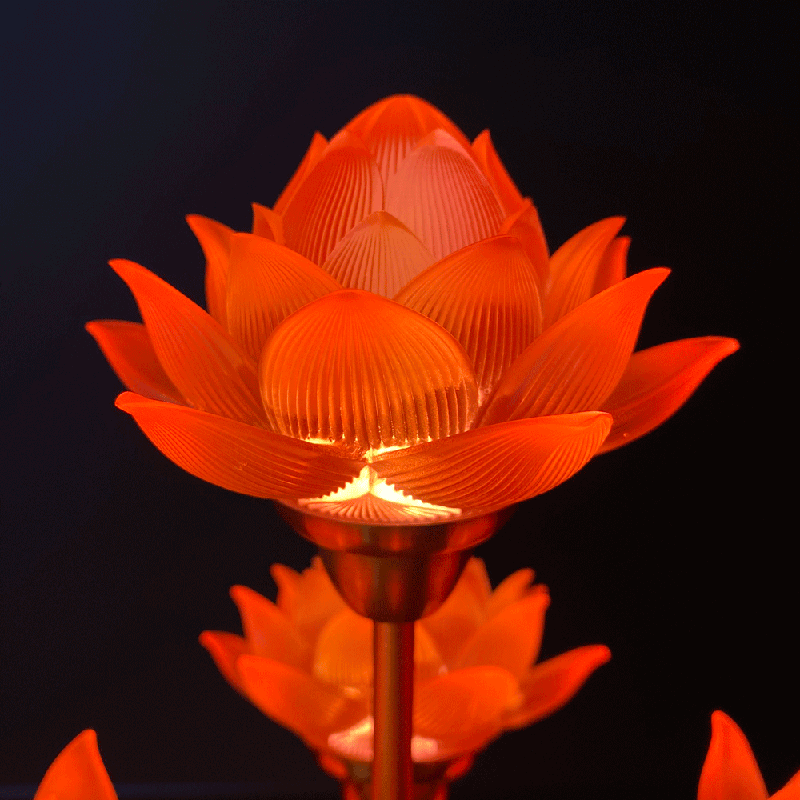 Đèn thờ hoa sen 9 bông nở rộ cao 55 cm 7