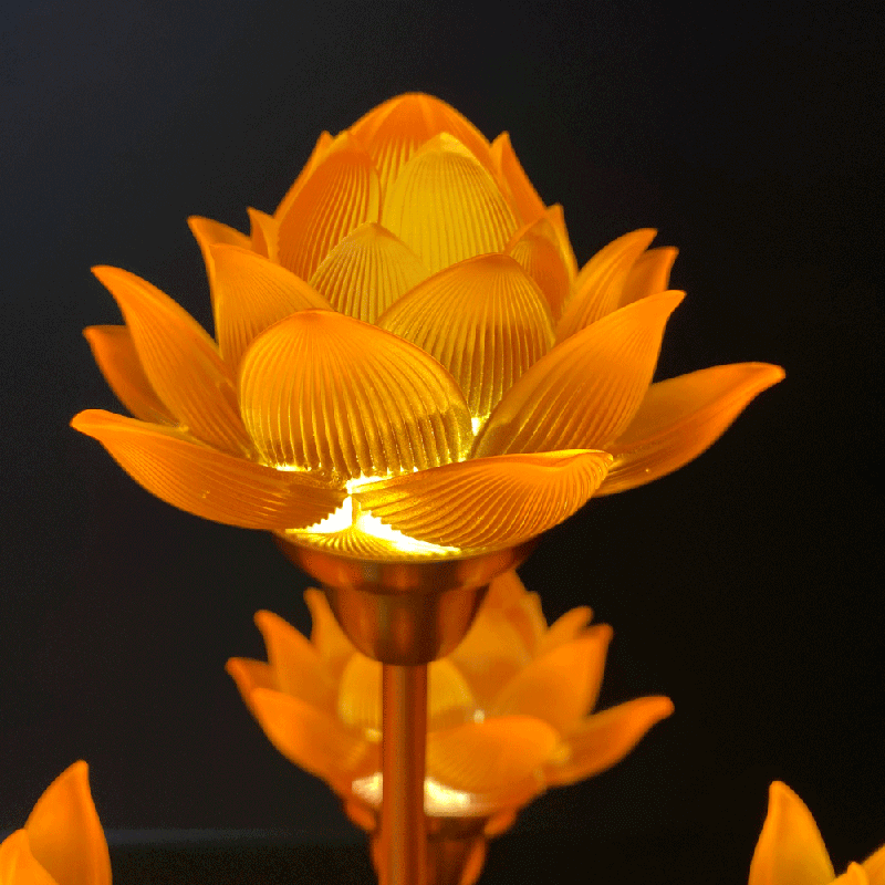 Đèn thờ hoa sen 7 bông nở rộ cao 50 cm 6