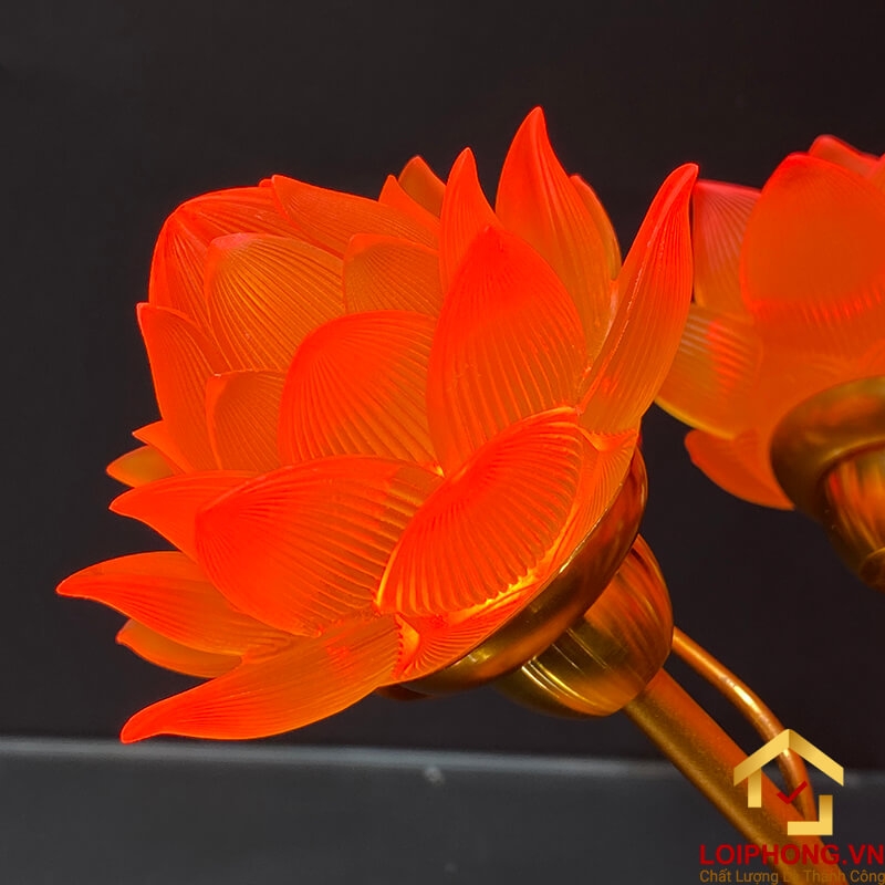 Đèn thờ hoa sen 5 bông nở cao 36 cm đường kính 23 cm 5