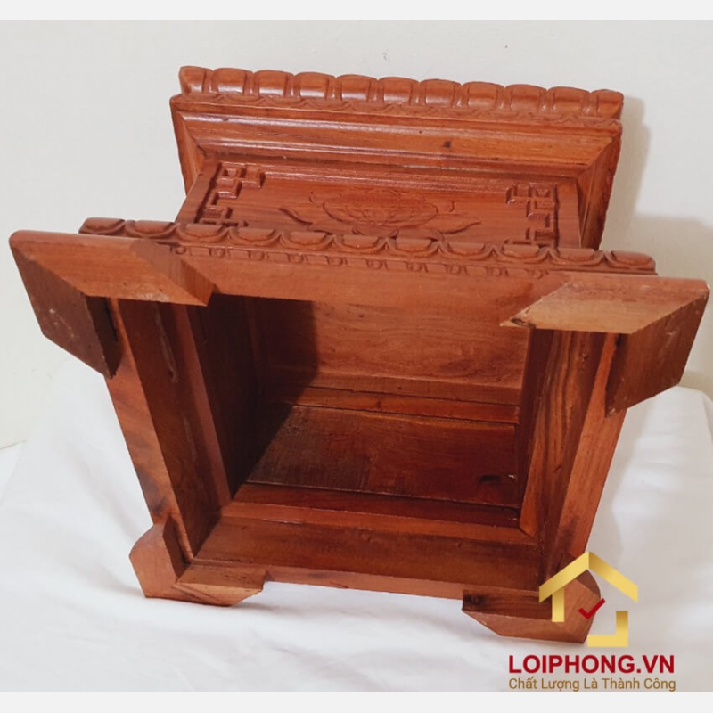 Ghế đôn gỗ vuông chạm khắc hoa sen bằng gỗ hương 30x30 cm cao 20 cm 5