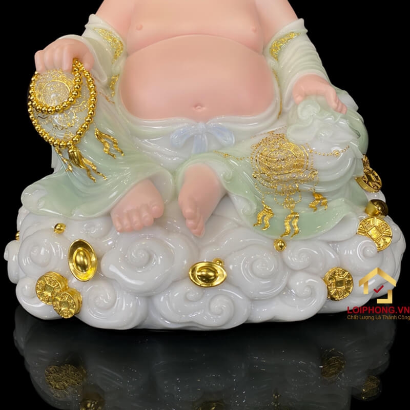 Tượng Phật Di Lặc bằng bột đá kích thước 48x48x32 cm  3