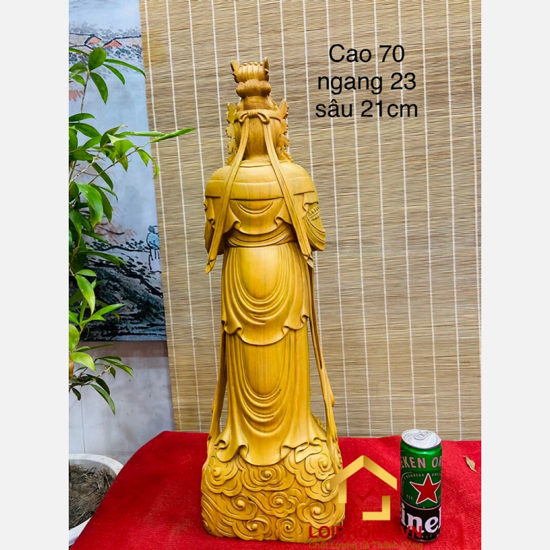 Tượng Phật Quan Âm đứng đài sen kích thước 70x23x21 cm 2