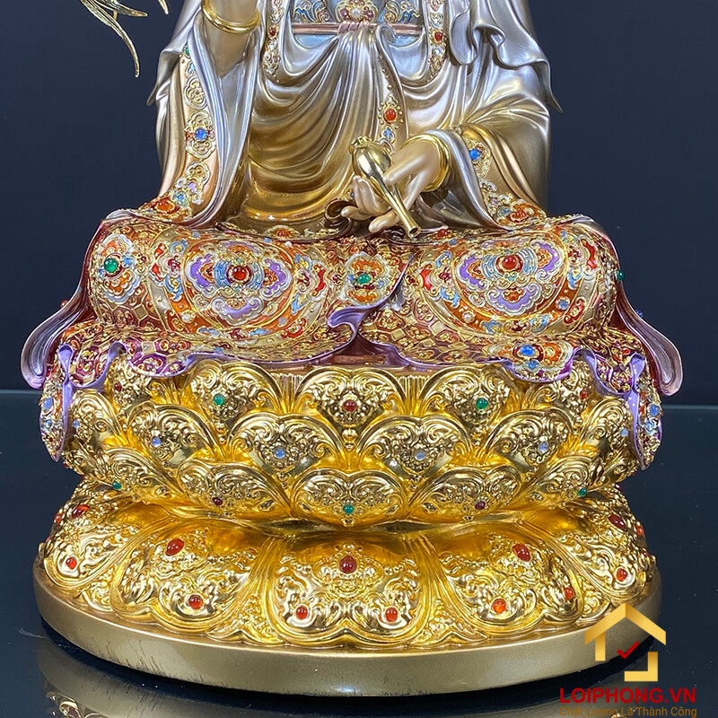 Tượng Phật Quan Âm bằng đồng kích thước 40x25x25 cm  5