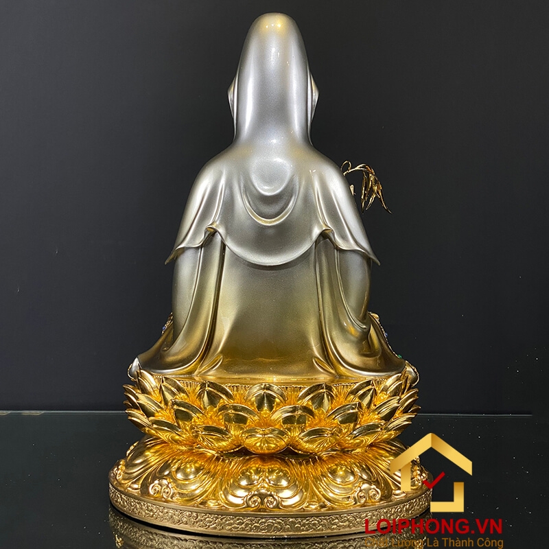 Tượng Phật Quan Âm bằng đồng ngồi đài sen ấn bảo cao 30 – 40 – 48 – 60 cm 1