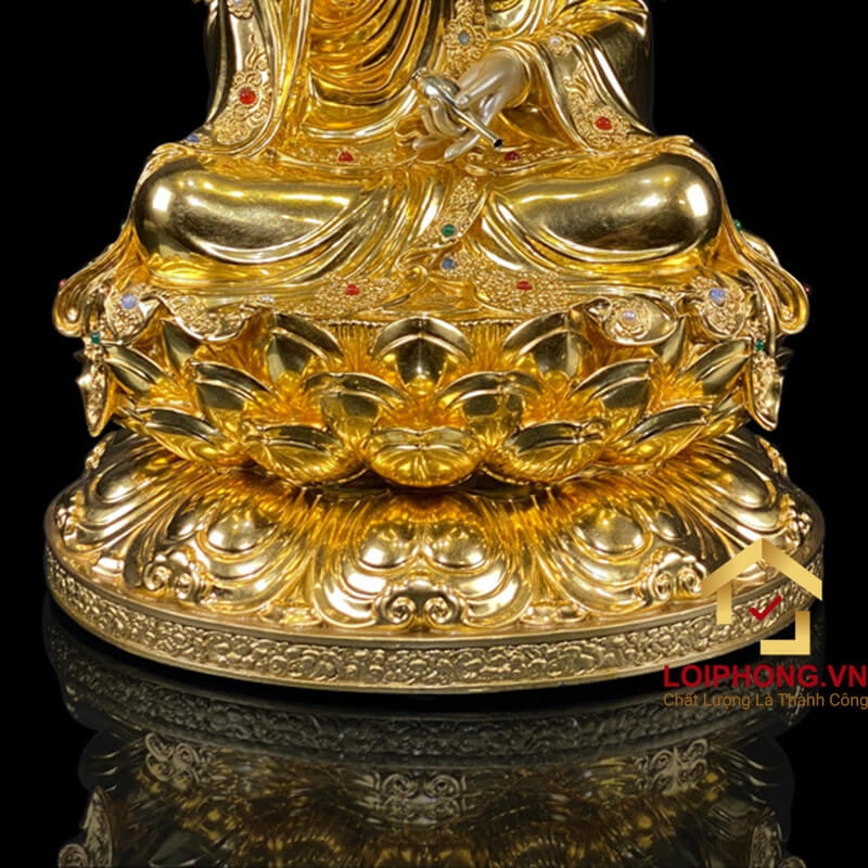 Tượng Phật Quan Âm bằng đồng dát vàng cao 30 – 40 – 48 – 60 cm 4