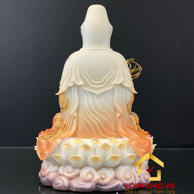 Tượng Phật Quan Âm bằng bột đá sơn phú quý vẽ hoa cao 40-105 cm 1
