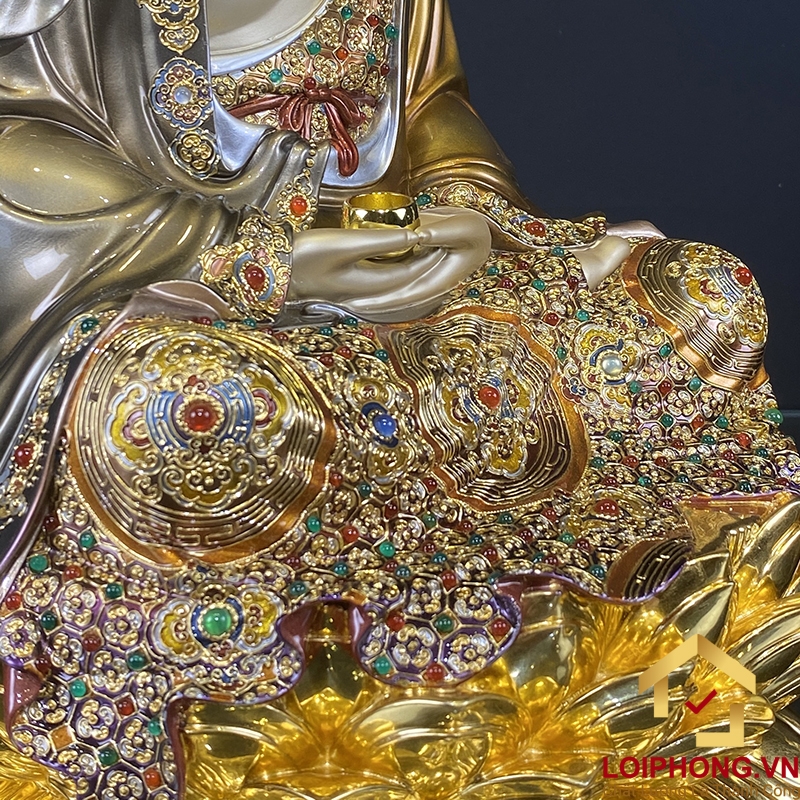 Tượng Phật A Di Đà bằng đồng ngồi đài sen ấn bảo cao 30-40-48-60 cm 5