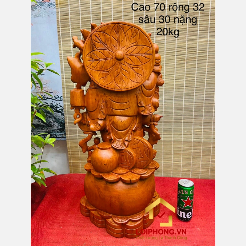 Tượng Phật Di Lặc gánh đào kích thước 70x32x30 cm 1
