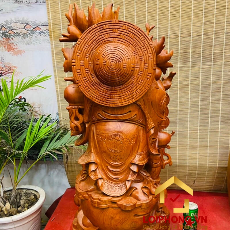 Tượng Phật Di Lặc gánh đào kích thước 90x35x35 cm  1
