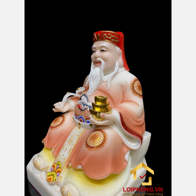 Tượng Thần Tài Thổ Địa trang phục màu đỏ nhạt cao từ 20 – 40 cm 5