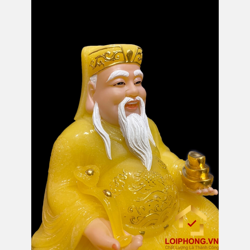 Tượng Thần Tài Thổ Địa trang phục màu vàng bột đá thạch anh cao từ 20 – 40 cm 5