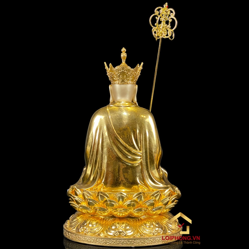 Tượng Địa Tạng Vương Bồ Tát bằng đồng dát vàng ấn bảo cao 40 cm 1