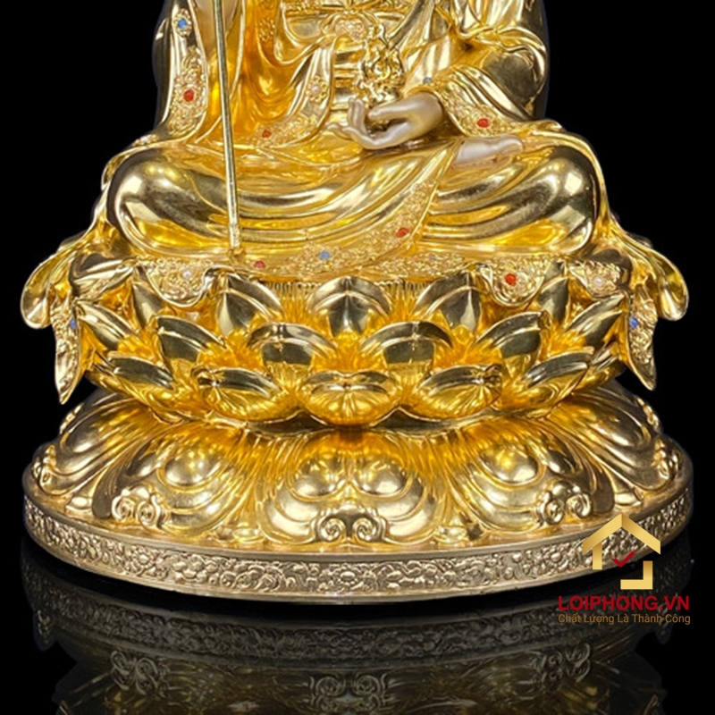 Tượng Địa Tạng Vương Bồ Tát bằng đồng dát vàng ấn bảo cao 40 cm 5