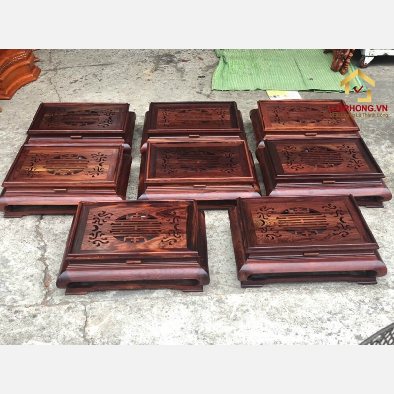 Khay trà gỗ cẩm lai kích thước 46x37x16 cm 
