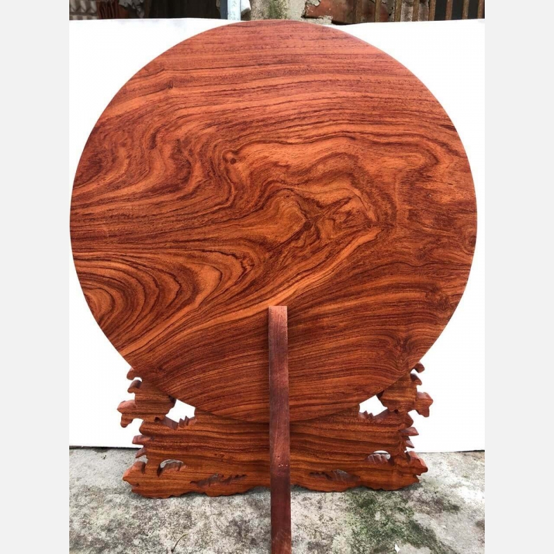 Đĩa gỗ trang trí sen cá bằng gỗ hương đường kính đĩa 30 - 35 - 40 cm dày 4 cm