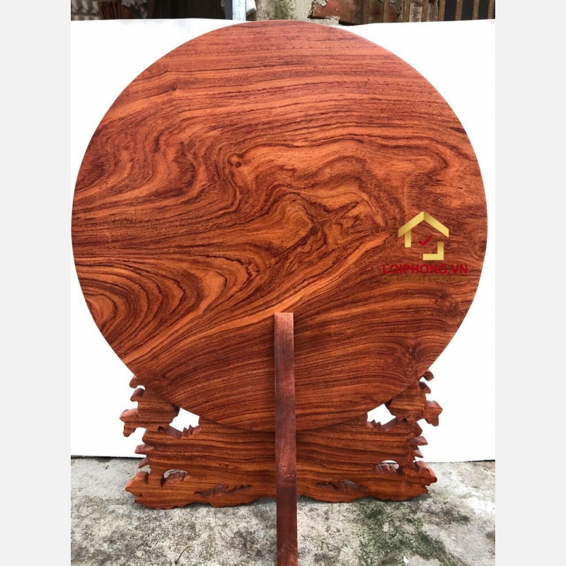 Đĩa gỗ trang trí tứ linh viền bằng gỗ hương đường kính đĩa 30 - 35 - 40 cm dày 4 cm