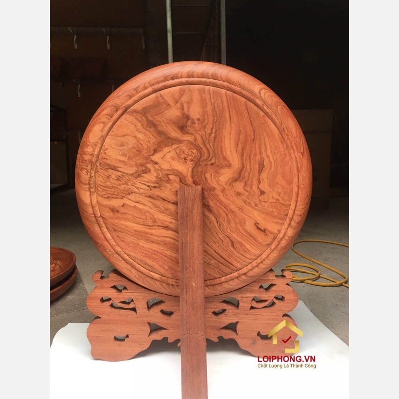 Đĩa gỗ trang trí lý ngư vọng nguyệt bằng gỗ hương đường kính đĩa 30 - 35 - 40 cm dày 4 cm