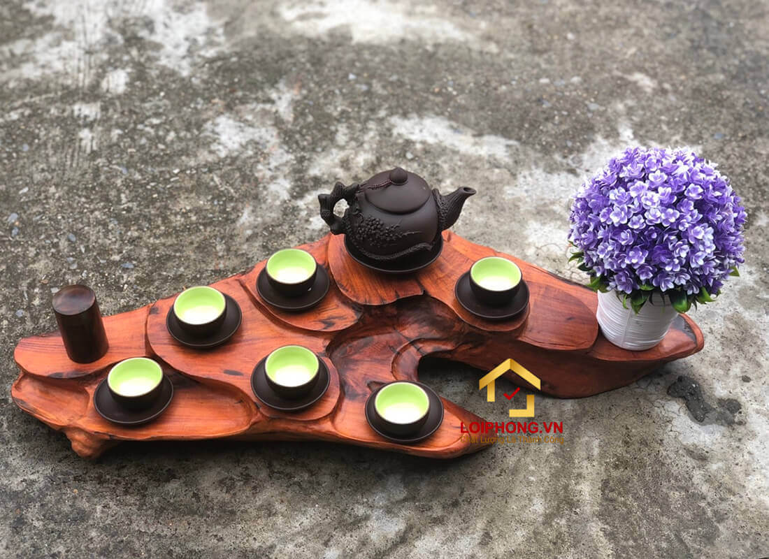 Khay trà gỗ trắc kích thước 80x35x11 cm