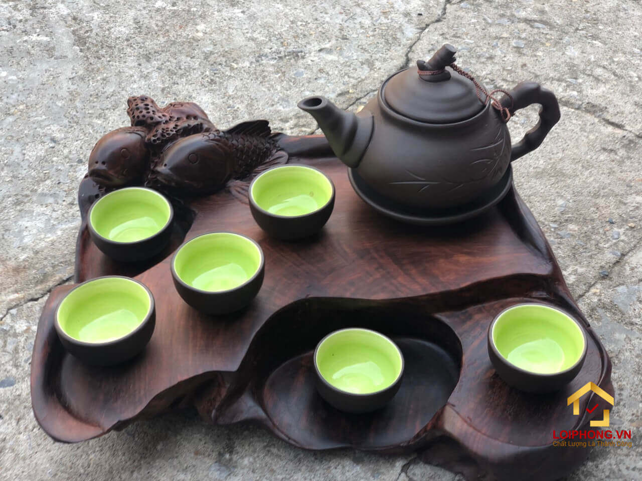 Khay trà gỗ trắc nguyên khối 31 x 36 x 10 cm