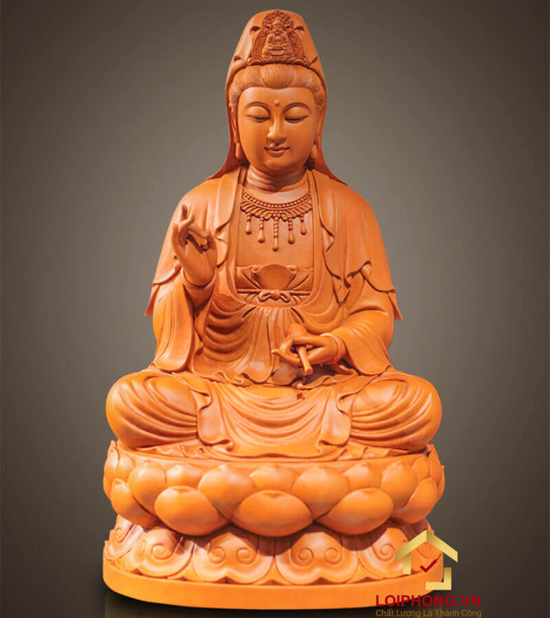 Hình ảnh: tượng Phật Quan Âm ngồi trên đài sen