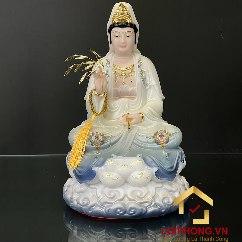 Tượng Phật Bà Quan Âm  ngồi đài sen cỡ nhỏ