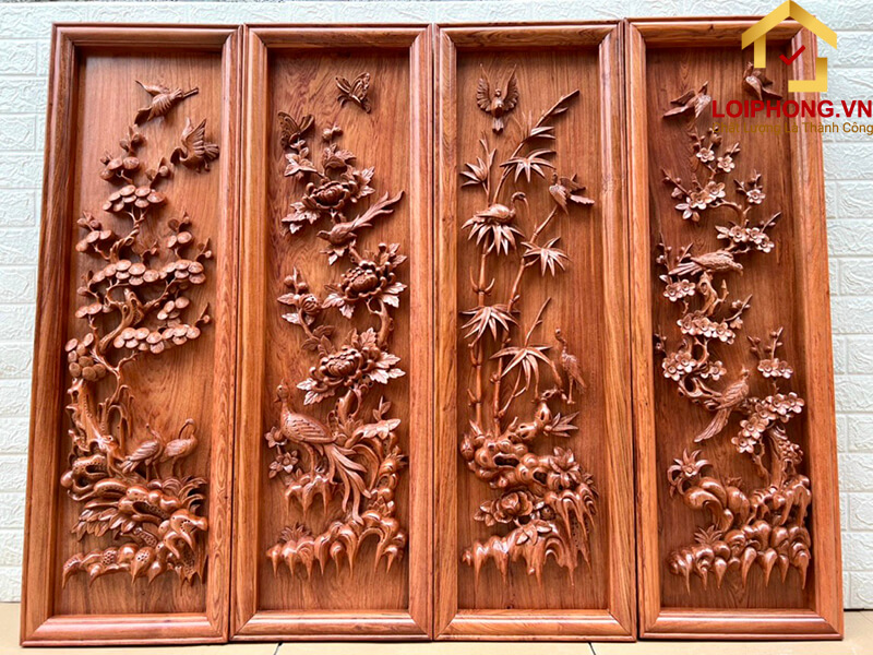 Tranh tứ quý gồm có 4 bức tranh riêng biệt mang tượng trưng cho 4 mùa Xuân Hạ Thu Đông