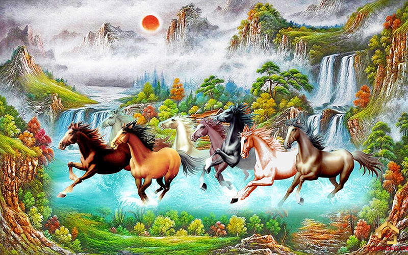 Tranh mã đáo thành công là tác phẩm nghệ thuật khắc hoạ hình ảnh của bầy ngựa chạy thẳng về 1 hướng