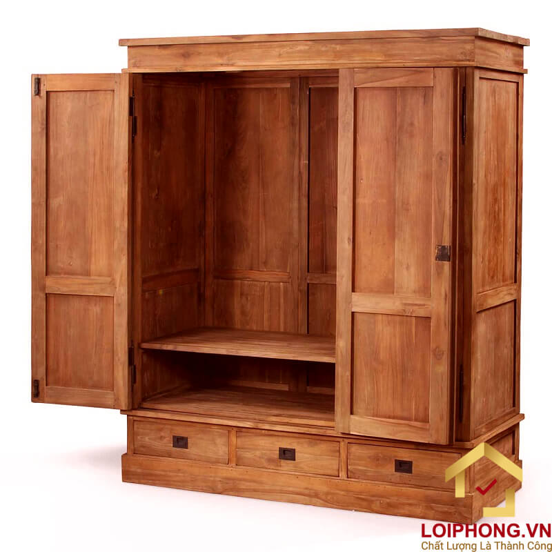 Tủ quần áo gỗ tự nhiên được làm bởi nhiều loại gỗ khác nhau với chất lượng vượt trội