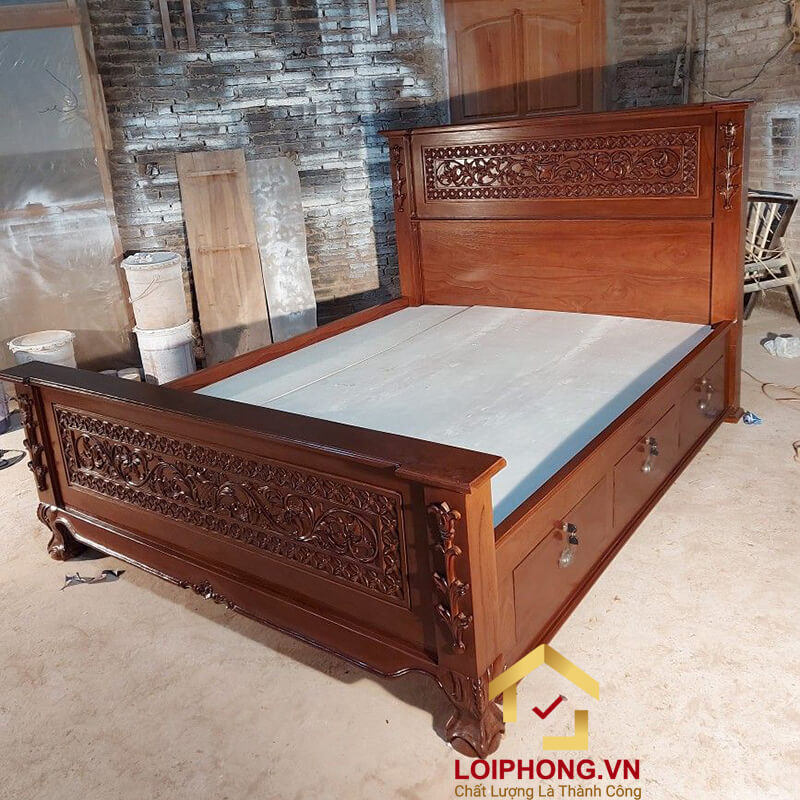 Mẫu giường gỗ đẹp sang trọng số 09