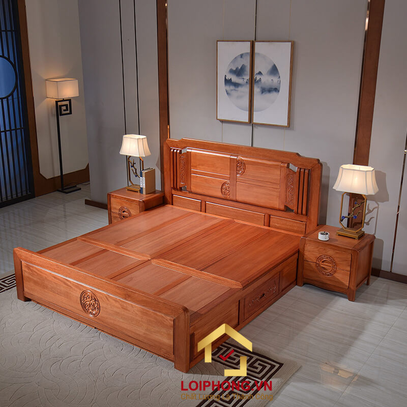 Mẫu giường gỗ đẹp sang trọng số 01