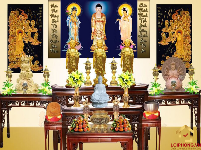 Đặt bàn thờ Tam Thế Phật ở vị trí phù hợp để đảm bảo chuẩn phong thuỷ nhất